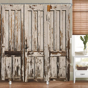 Rustic Wood Brown Farmhouse Door Pattern Shower Curtain