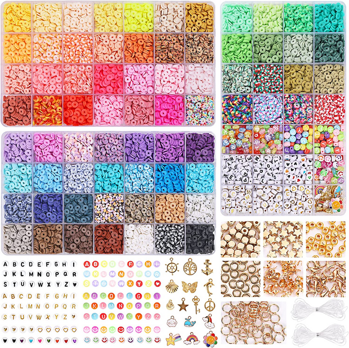 10800pcs Flat Round Polymer Clay Beads Kit for Bracelet Making, 72 Colors