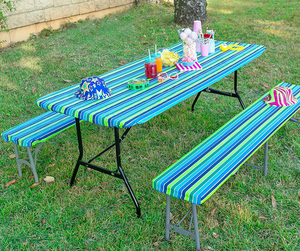 �FLASH DEALS�3 Pieces Picnic Table and Bench Seat Covers with Elastic Edges Outdoor Table Covers