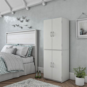 🔥 HOT SALE 🔥 4 Door Adjustable Storage Cabinet (White Stipple)
