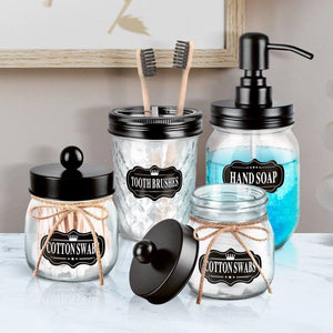 Set of 4 Lotion Soap Dispenser Toothbrush Toothpaste Holder