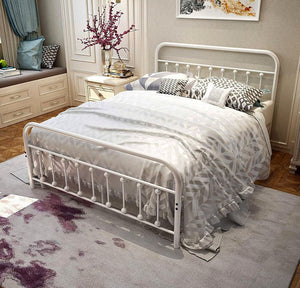 ❤️ White Metal Bed Frame Queen Size Iron-Art Bed ❤️