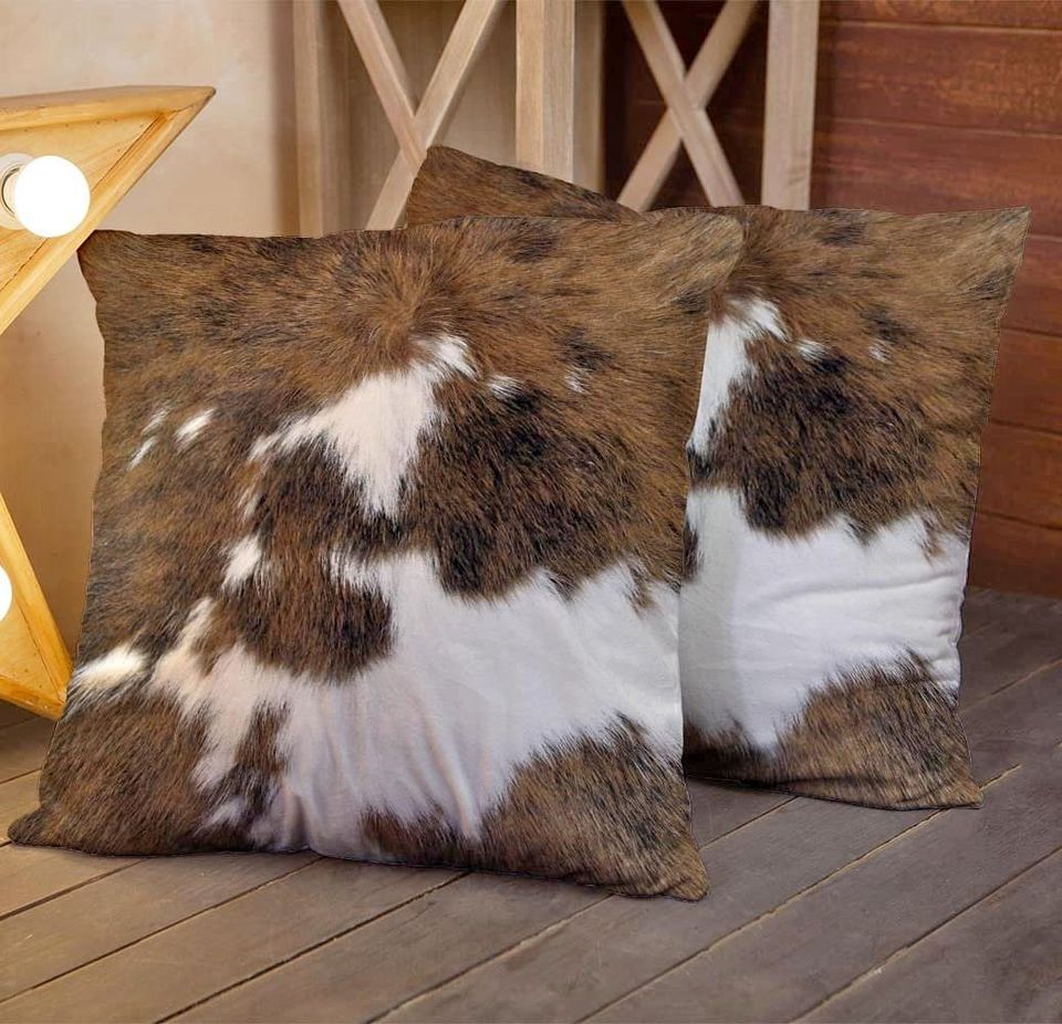 Set of 2 Cowhide Accent Throw Pillow Covers |18x18