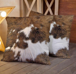 Set of 2 Cowhide Accent Throw Pillow Covers |18x18
