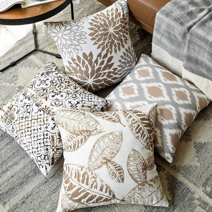 Set of 4 New Living Series Coffee Color Throw Pillow Covers 18 x18"
