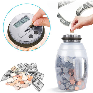 X-Large Piggy Bank for Adults, Digital Coin Counting Bank with LCD Counter, 2.8L Capacity Coin Bank Money Jar, Gray