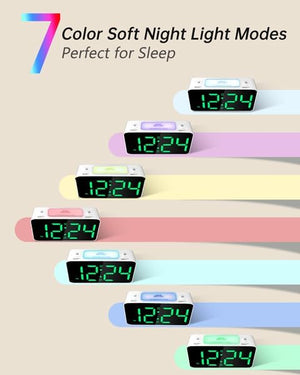 RGB Digital Mirror Alarm Clock, 15 Dynamic Color & 7" Large LED Screen, 4 Dimmable Level