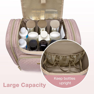 Travel Toiletry Bag for Women, Hanging Toiletry Bag Large Capacity Cosmetic Makeup Bag, pink