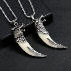 Men's Fashion Jewelry Silver Viking Dragon Ivory Pendant Necklace