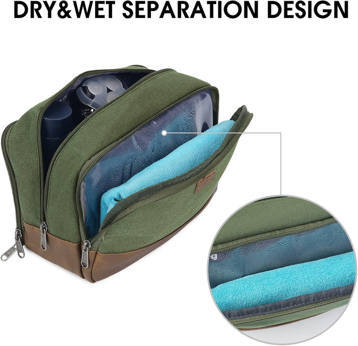 Travel Toiletry Bag for Men Large Toiletries Shaving Bag Water Resistant Hanging Dopp Kit Travel Accessories Bag for Women Men (Green)