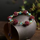 Natural Garnet Gemstone Round Bead Women Healing Reiki Chain Bracelet Xmas Gift