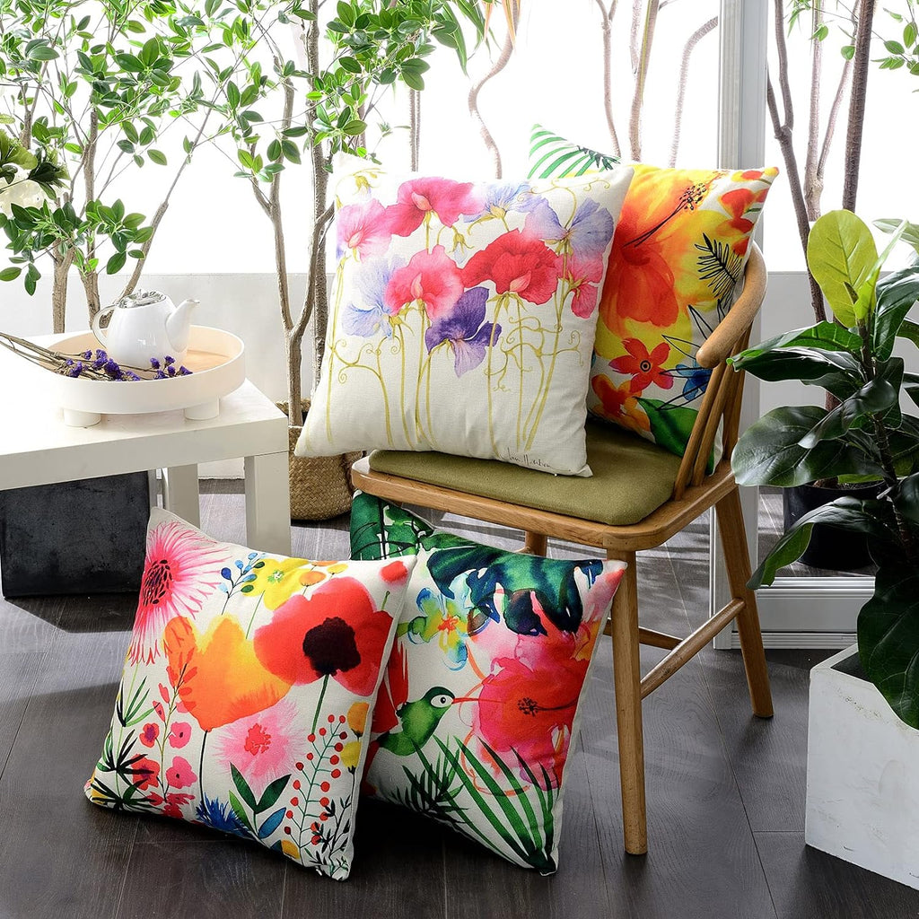 4 Packs Outdoor Decorative Throw Pillow Cover 18x18 Inch
