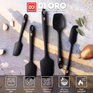 Rubber Kitchen Spatulas for Baking, Cooking, & Mixing - 600°F Heat-Resistant, Black