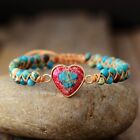 Handmade Heart Natural Gemstone Sea Sediment Healing Chakra Women Bracelet Gifts