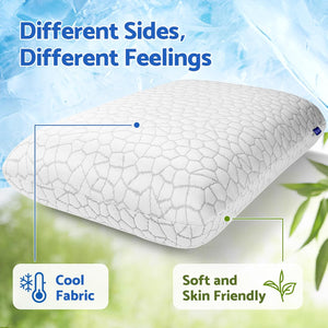 Memory Foam Pillows for Sleeping, Cooling Pillow with Removable and Machine Washable Cover, Bed Pillow for Side, Back and Stomach Sleepers, Standard Size (1 Pack)