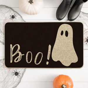 Ghost Boo Decorative Doormat, Seasonal Fall Halloween Holiday Low-Profile Floor Mat Switch Mat for Indoor Outdoor 17 x 29 Inch