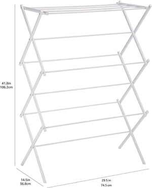 Foldable Laundry Rack for Air Drying Clothing - 29.4 x 14.8 x 41.9 inches (LxWxH), White