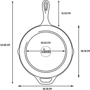 10.25 Inch Cast Iron Pre-Seasoned Skillet – Signature Teardrop Handle - Use in the Oven,