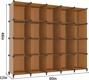 20-Cube Storage Organizer, Closet Organizer Storage Shelf Bookcase Bookshelf with Metal Hammer, Brown