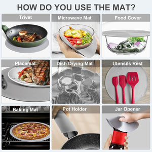 10 Inch Microwave Food Cover & Collapsible Silicone Mat - Splatter Guard, Plate Holder & Kitchen Colander for Meal Prep