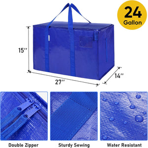 6 Pack Extra Large Moving Bags with Zippers & Carrying Handles, Heavy-Duty Storage Tote Moving Boxes for Space Saving