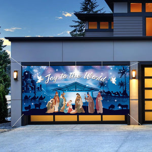 Nativity Scene Christmas Garage Door Banner Cover Photo Booth Background, 6x13ft