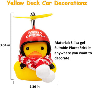 Yellow Duck Car Dashboard Decorations with Propeller Helmet for Christmas Decor