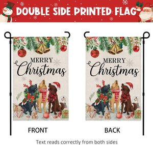 Merry Christmas Dog Garden Flag Double Sided, Xmas Rustic Burlap Yard Sign, 12 x 18 inches