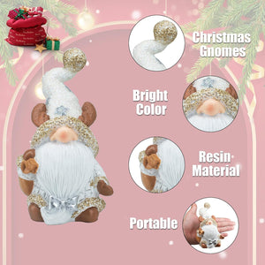 New Year Figurines Gnomes New Year Gifts, 2-Pack Handmade Resin Gnome Ornaments