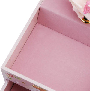 Kids Musical Jewelry Box for Girls with Drawer and Jewelry Set with Mysterious Unicorn