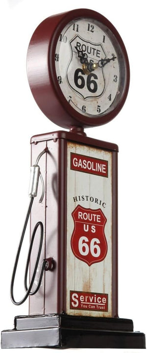 Home Old Fashioned Route 66 Gas Pump Mantle Clock, Silent-Non-Ticking with Quartz Movement