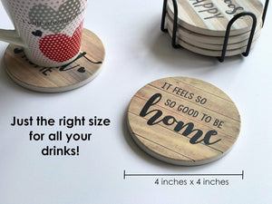 Set of 6 Rustic Farmhouse Stone & Cork Coasters for Drinks, Absorbent