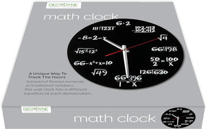 Math Wall Clock, Each Hour Marked by a Simple Math Equation