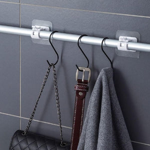 Self Curtain Rod Holder Hooks Nail-free Adjustable Clamp Hooks Wall Curtain Fixed Clip