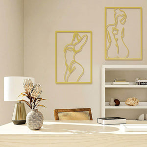 4 pcs Metal Wall Art Gold Wall Decor Minimalist