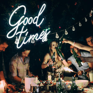 Good Times Neon Sign for Wall Decor White Neon Light with Dimmer Switch