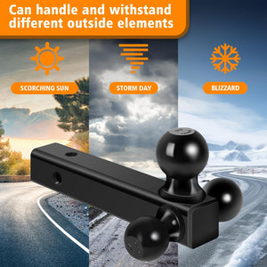 Trailer Hitch Hollow Shaft Triple Ball Mount - Black