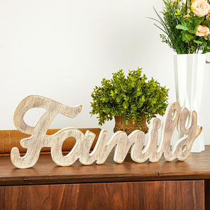 Rustic Wooden Family Sign, Wooden Family Words Decorative Sign, 17 x 6.25 Inch