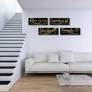 4 PCS Home Wall Decor Signs,Rustic Wooden Living Room (Black -1, 15 x 5.1 inch)