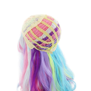 Full Long Curly Wavy Rainbow Hair Wig, Heat Resistant