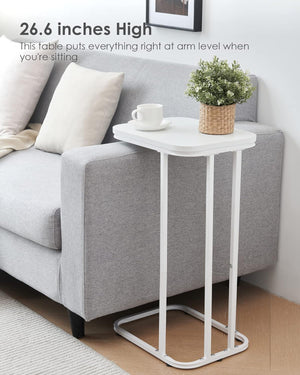 C Shaped End Table, 26.6 inches High Small Side Table for Couch Sofa Bed