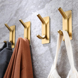 Gold Towel Hooks Coat Hooks, Stainless Steel 4-Pack Wall Hooks for Hanging Robe