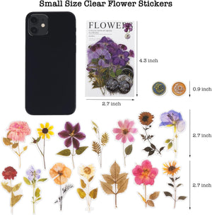 320 Pieces Pressed Flower Themed Stickers Set, Dried Flowers Resin Stickers Decals Floral Botanical Journaling