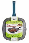 Aluminum Grill Pan With Induction Bottom, Granite Coating, Non Stick 11" Gray