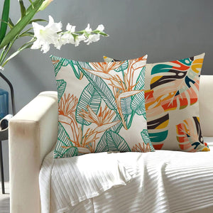 Set of 4 Modern Tropical Leaves Minimalist Aesthetic Leaf Decorative Throw Pillow Cases, 18 x 18