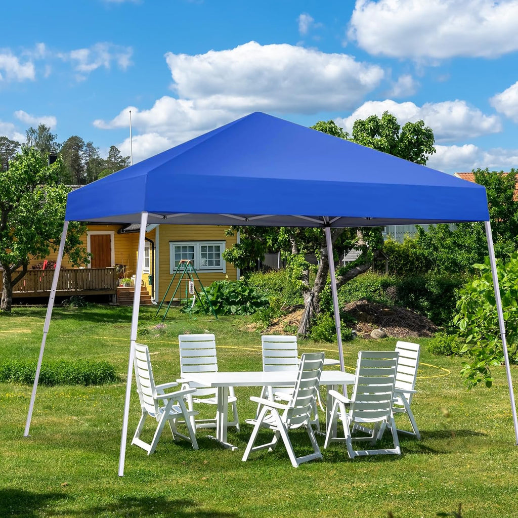 10X10 FT Pop Up Canopy Outdoor Instant Tent Slant Legs with Carrying Bag, Blue