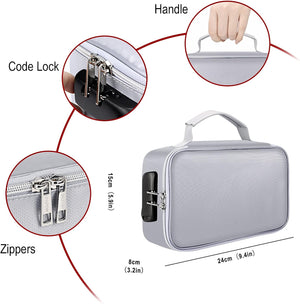 Small Fireproof Storage Organizer Case with Lock(9.4”x 5.9”x 3.2”), 3-Layer Money Safe Coin Organizer, Silver