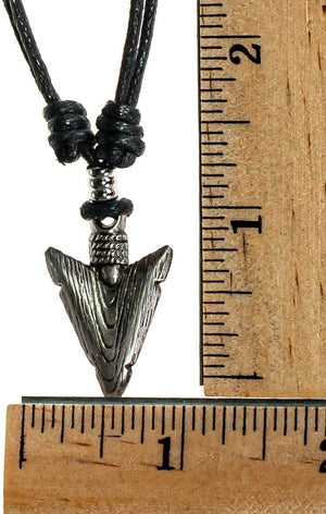 Arrowhead on Adjustable Black Cord Necklace, Gray