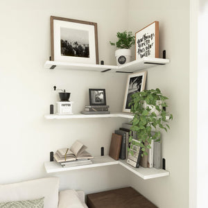 Floating Shelves Set of 6, Wood Floating Wall Shelves for Wall Decor, Bathroom Shelves, Book Shelves for Living Room-Modern White