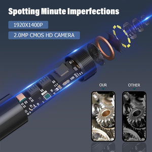 Endoscope Camera with Light iPhone Borescope Inspection Camera, 1920p HD, Adjustable 8 LED, 16.4ft, Single Lens